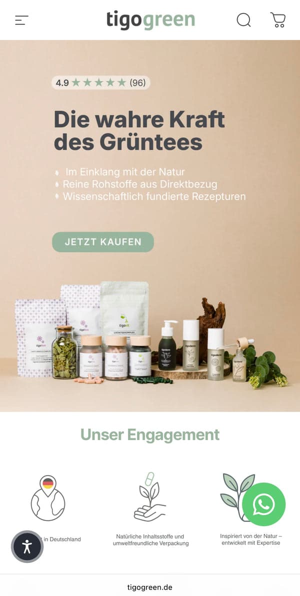 Tigogreen Shopify storefront preview